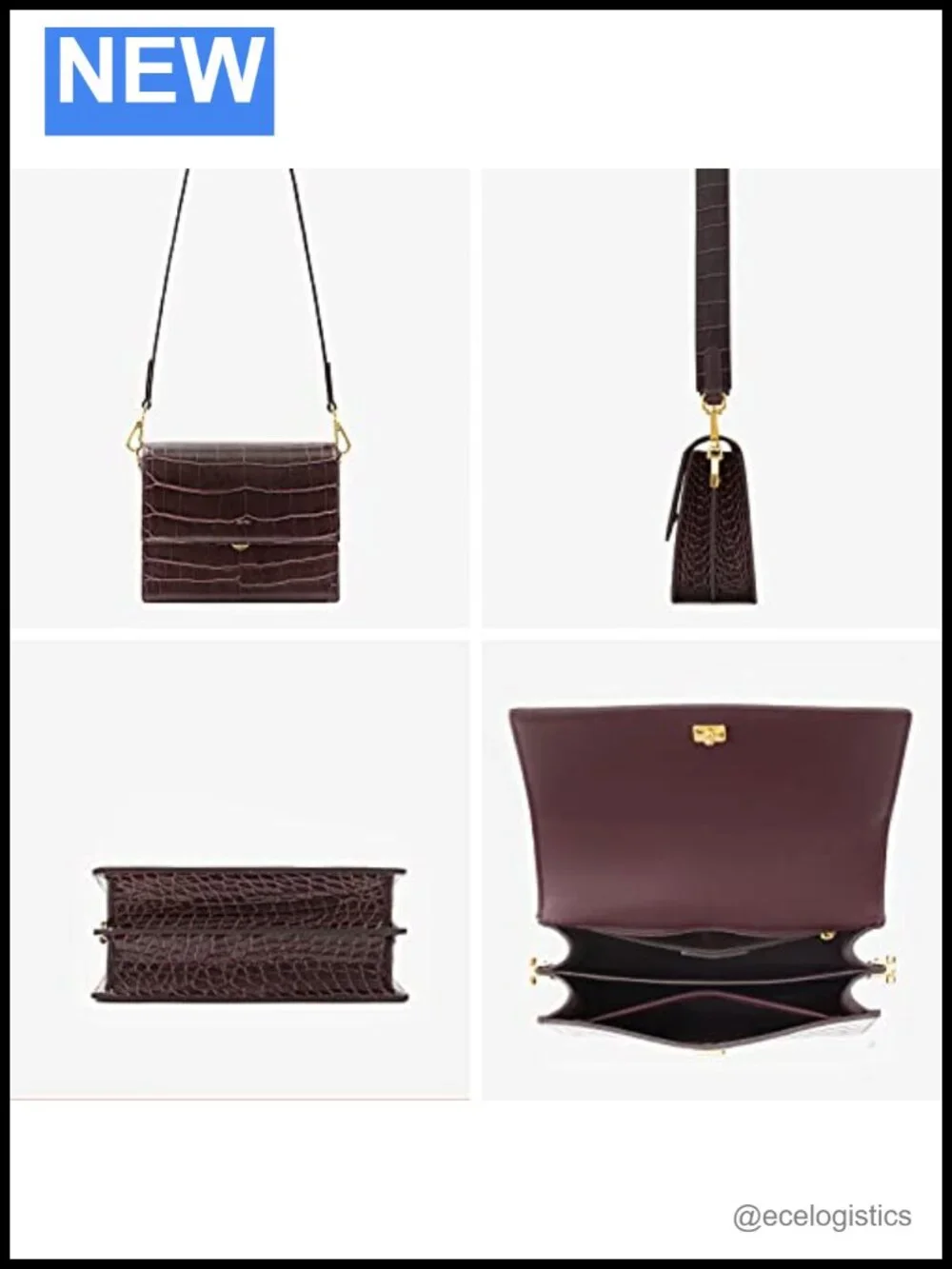 Vegan Leather Mini Flap Crossbody Bag Detachable Strap Push-Lock Closure
